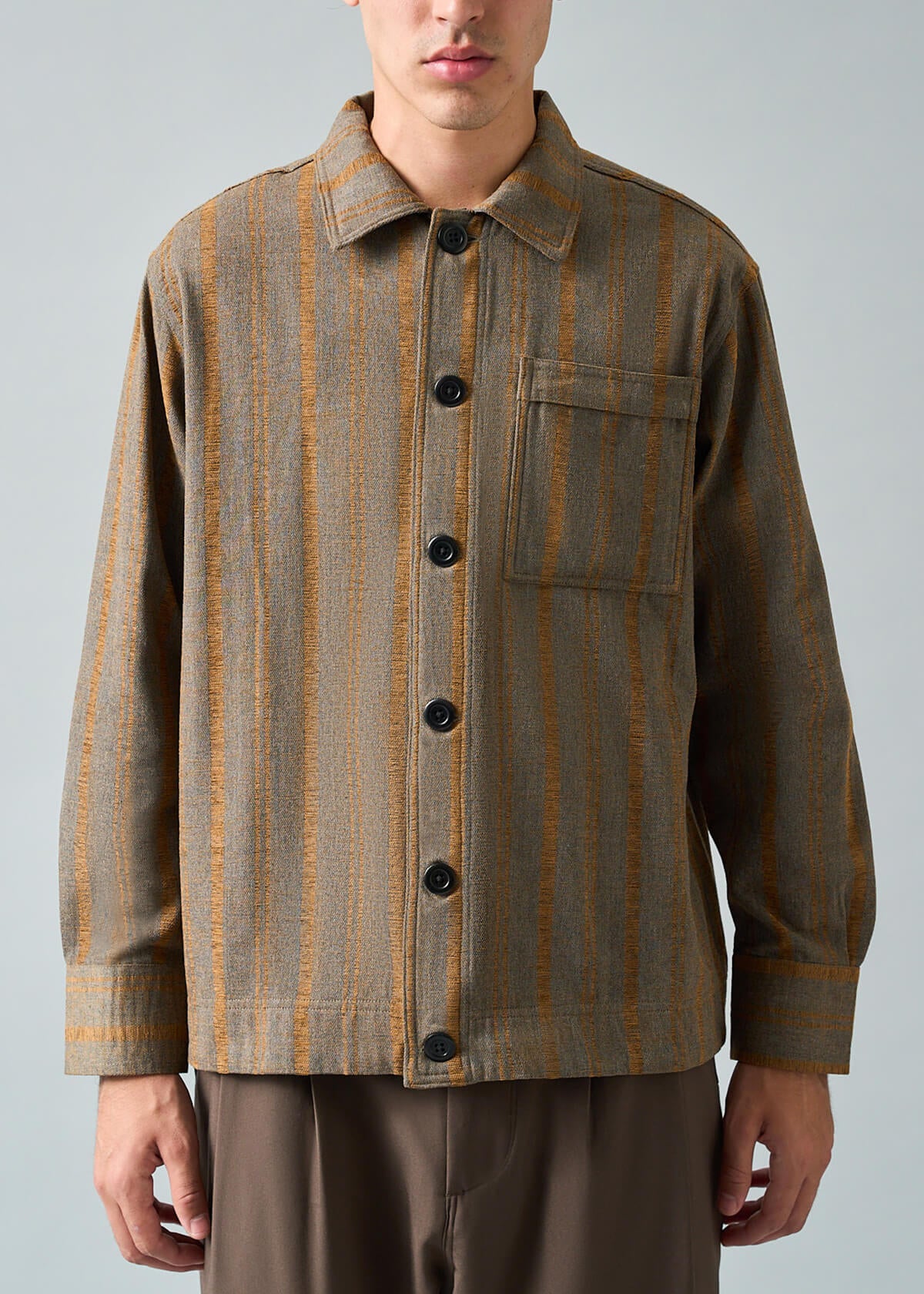 Basket Weave Stripe Coat Front